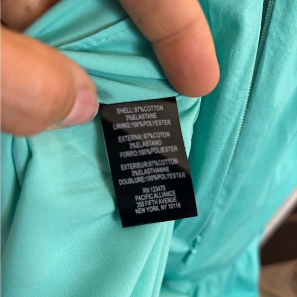 TAHARI Turquoise Tiered Pleated Stretch Cotton Poplin Tie Back Belt Maxi Dress - Picture 9 of 11